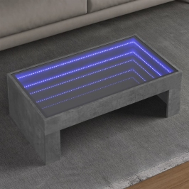 Mesa de centro con Infinity LED gris hormigón 90x50x30 cm