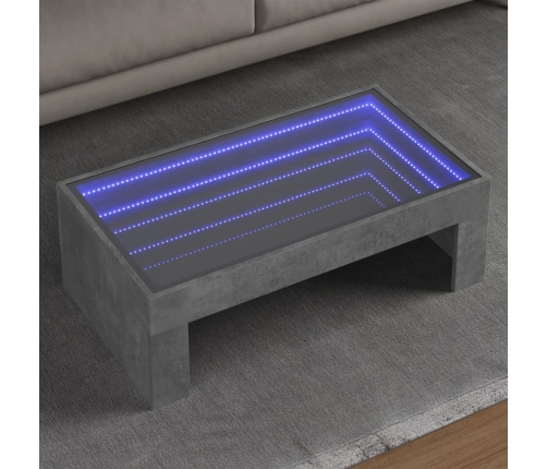 Mesa de centro con Infinity LED gris hormigón 90x50x30 cm