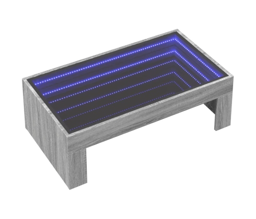 Mesa de centro con Infinity LED gris Sonoma 90x50x30 cm