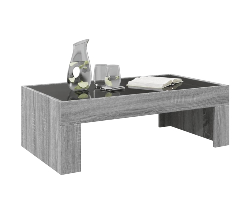 Mesa de centro con Infinity LED gris Sonoma 90x50x30 cm