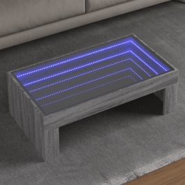 Mesa de centro con Infinity LED gris Sonoma 90x50x30 cm