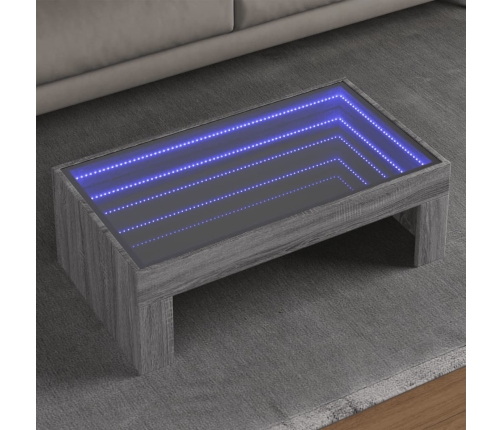 Mesa de centro con Infinity LED gris Sonoma 90x50x30 cm