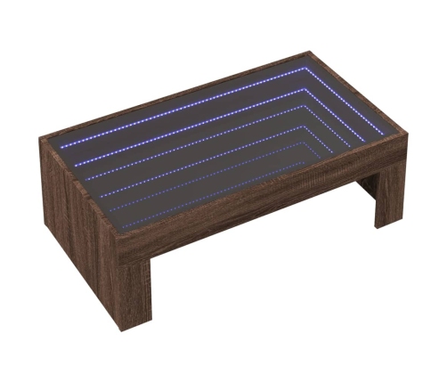 Mesa de centro con Infinity LED marrón roble 90x50x30 cm