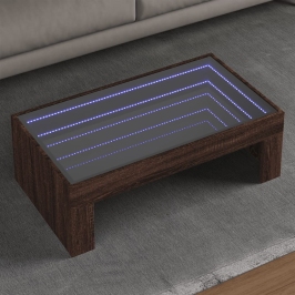 Mesa de centro con Infinity LED marrón roble 90x50x30 cm