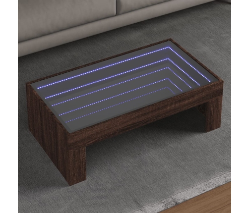 Mesa de centro con Infinity LED marrón roble 90x50x30 cm