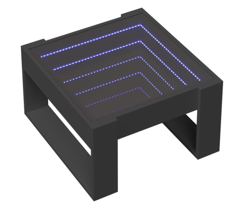 Mesa de centro con Infinity LED negro 50x53x30 cm