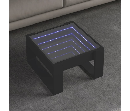 Mesa de centro con Infinity LED negro 50x53x30 cm