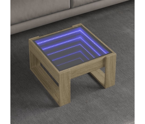 Mesa de centro con Infinity LED roble Sonoma 50x53x30 cm