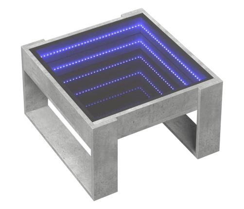 Mesa de centro con Infinity LED gris hormigón 50x53x30 cm