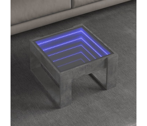 Mesa de centro con Infinity LED gris hormigón 50x53x30 cm