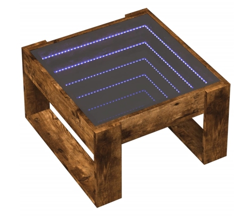 Mesa de centro con Infinity LED roble ahumado 50x53x30 cm