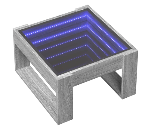 Mesa de centro con Infinity LED gris Sonoma 50x53x30 cm