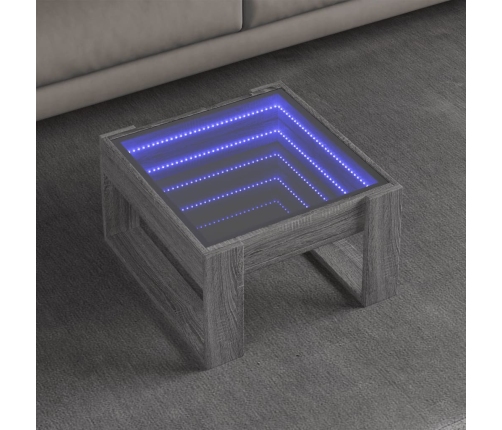 Mesa de centro con Infinity LED gris Sonoma 50x53x30 cm