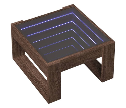 Mesa de centro con Infinity LED marrón roble 50x53x30 cm