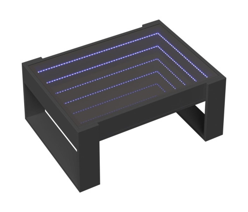 Mesa de centro con Infinity LED negro 70x53x30 cm