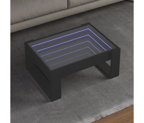 Mesa de centro con Infinity LED negro 70x53x30 cm