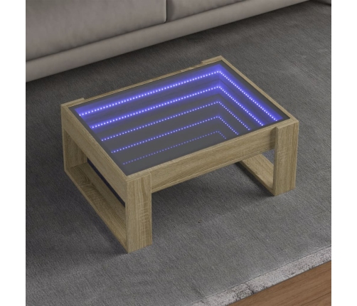 Mesa de centro con Infinity LED roble Sonoma 70x53x30 cm