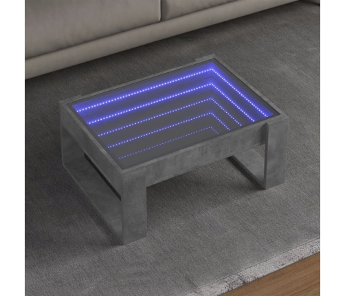 Mesa de centro con Infinity LED gris hormigón 70x53x30 cm