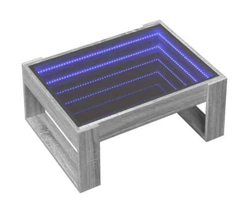 Mesa de centro con Infinity LED gris Sonoma 70x53x30 cm