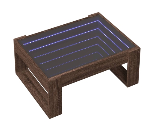 Mesa de centro con Infinity LED marrón roble 70x53x30 cm