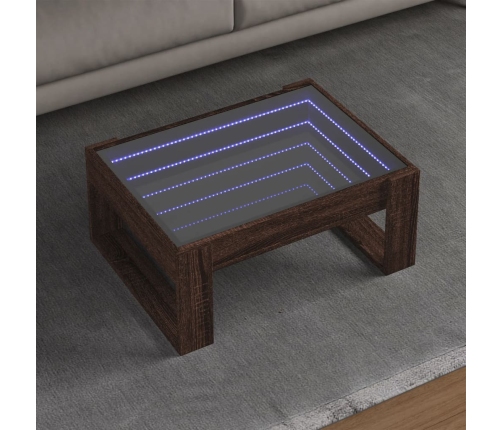 Mesa de centro con Infinity LED marrón roble 70x53x30 cm