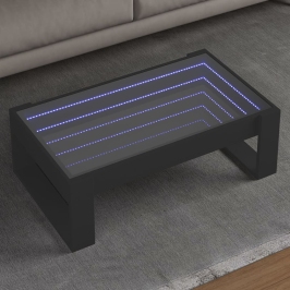 Mesa de centro con Infinity LED negro 90x53x30 cm