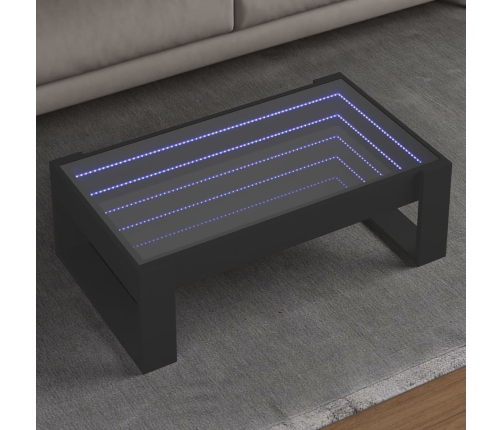 Mesa de centro con Infinity LED negro 90x53x30 cm