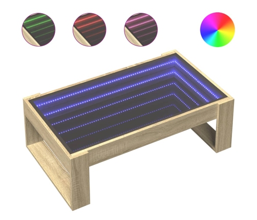 Mesa de centro con Infinity LED roble Sonoma 90x53x30 cm