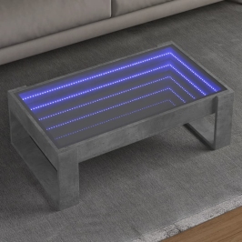 Mesa de centro con Infinity LED gris hormigón 90x53x30 cm