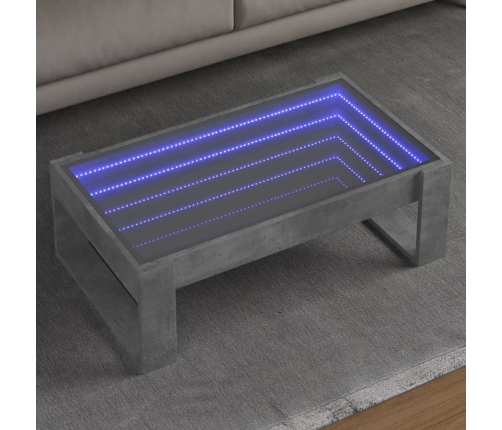 Mesa de centro con Infinity LED gris hormigón 90x53x30 cm