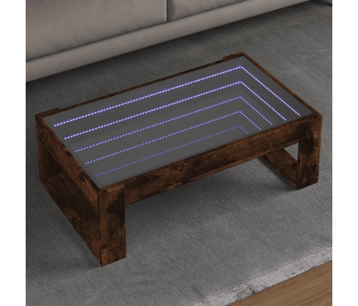 Mesa de centro con Infinity LED roble ahumado 90x53x30 cm