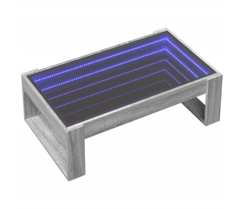 Mesa de centro con Infinity LED gris Sonoma 90x53x30 cm