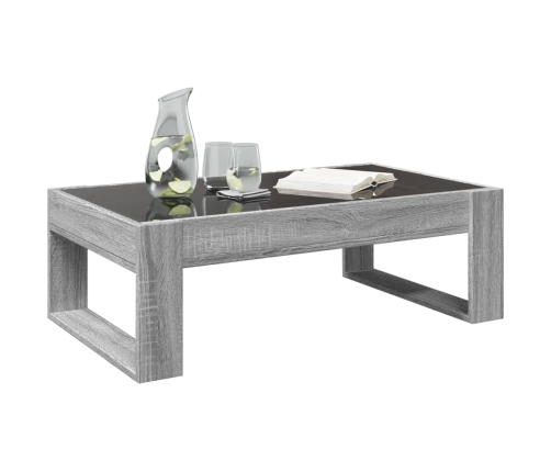 Mesa de centro con Infinity LED gris Sonoma 90x53x30 cm