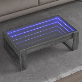 Mesa de centro con Infinity LED gris Sonoma 90x53x30 cm