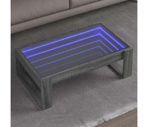 Mesa de centro con Infinity LED gris Sonoma 90x53x30 cm