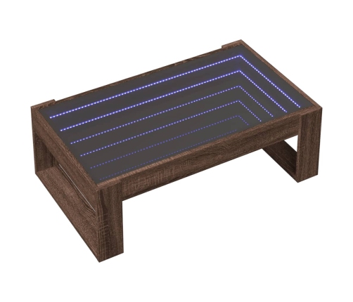 Mesa de centro con Infinity LED marrón roble 90x53x30 cm