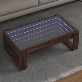 Mesa de centro con Infinity LED marrón roble 90x53x30 cm