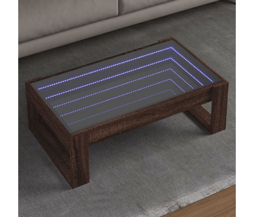 Mesa de centro con Infinity LED marrón roble 90x53x30 cm