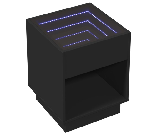 Mesa de centro con Infinity LED negro 40x40x50 cm