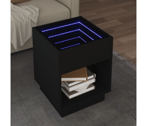 Mesa de centro con Infinity LED negro 40x40x50 cm