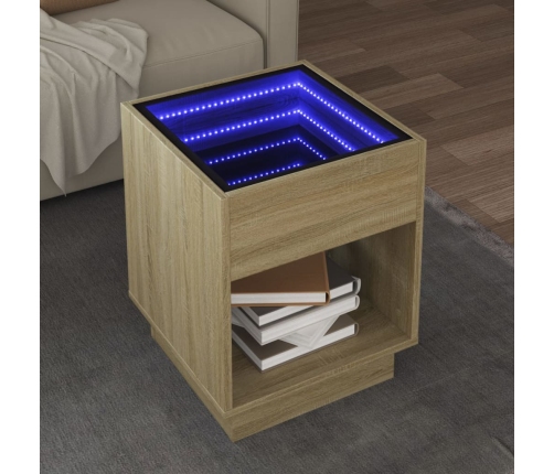 Mesa de centro con Infinity LED roble Sonoma 40x40x50 cm