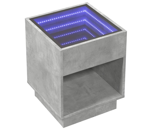 Mesa de centro con Infinity LED gris hormigón 40x40x50 cm