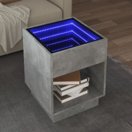 Mesa de centro con Infinity LED gris hormigón 40x40x50 cm