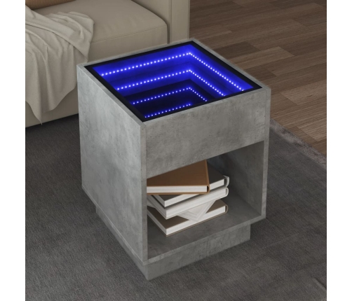 Mesa de centro con Infinity LED gris hormigón 40x40x50 cm