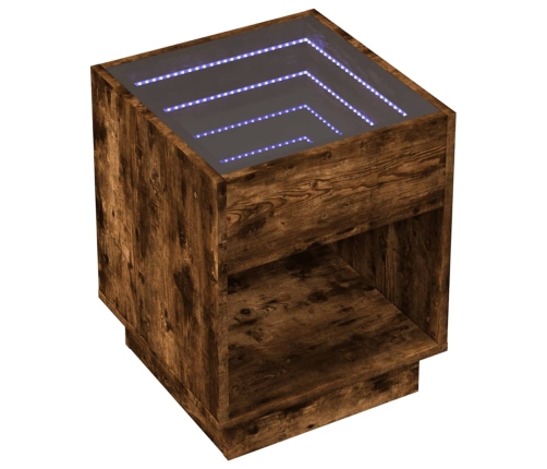 Mesa de centro con Infinity LED roble ahumado 40x40x50 cm