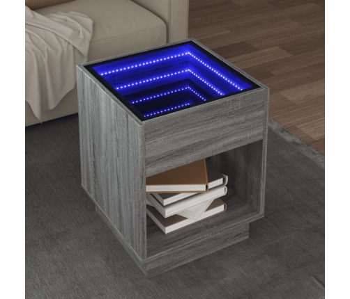 Mesa de centro con Infinity LED gris Sonoma 40x40x50 cm