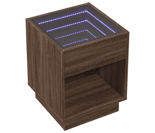 Mesa de centro con Infinity LED marrón roble 40x40x50 cm