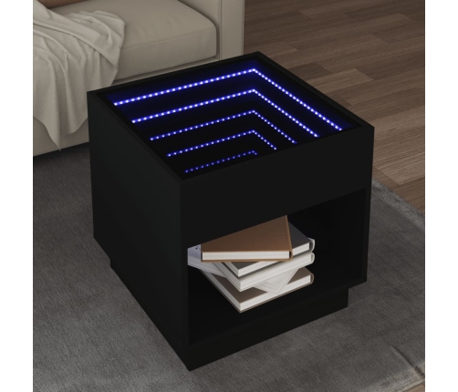 Mesa de centro con Infinity LED negro 50x50x50 cm