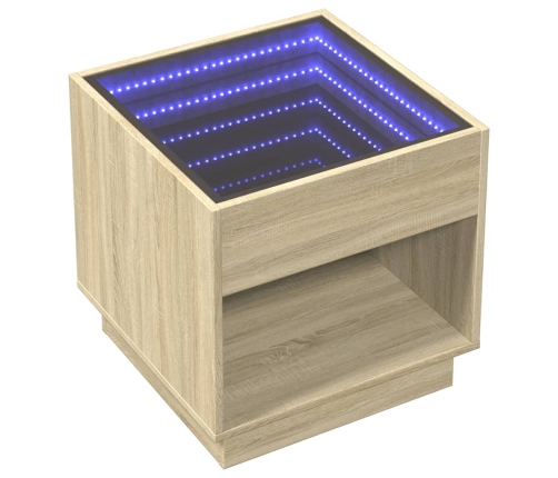 Mesa de centro con Infinity LED roble Sonoma 50x50x50 cm