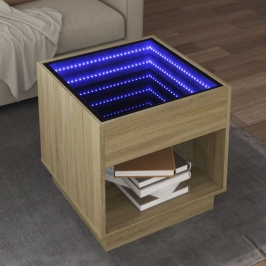 Mesa de centro con Infinity LED roble Sonoma 50x50x50 cm